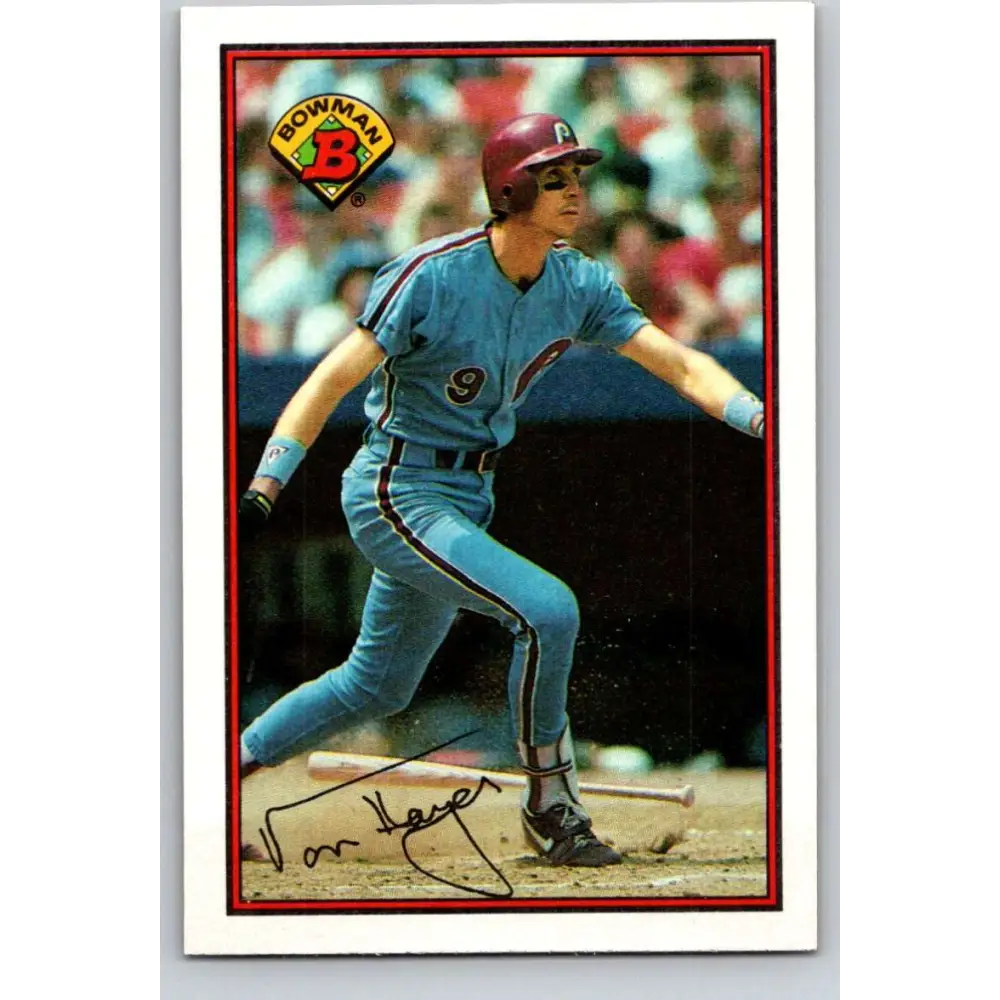 1989 Bowman #406 Von Hayes NM-MT Philadelphia Phillies Baseball Card Image 1