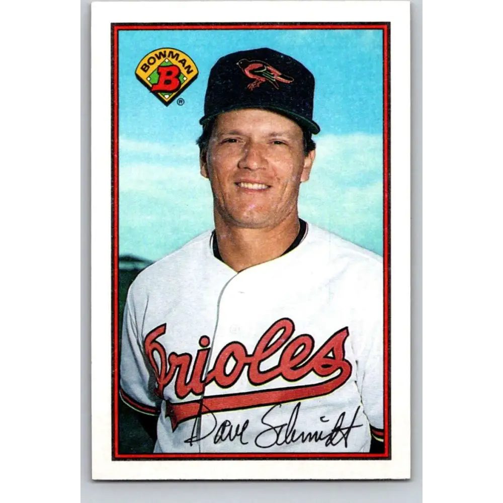 1989 Bowman #5 Dave Schmidt NM-MT Baltimore Orioles Baseball Card Image 1