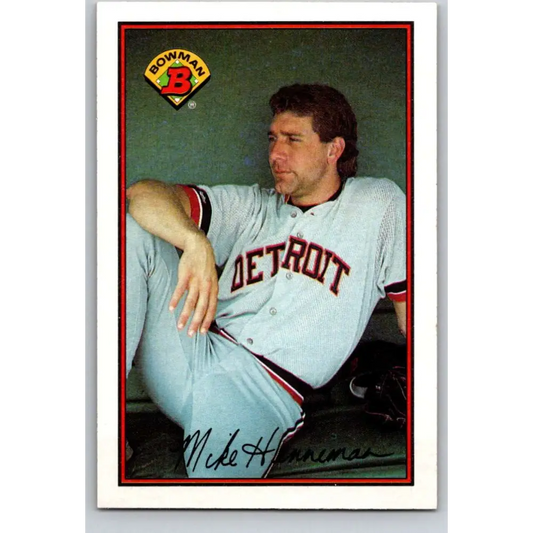 1989 Bowman #98 Mike Henneman NM-MT Detroit Tigers Baseball Card Image 1