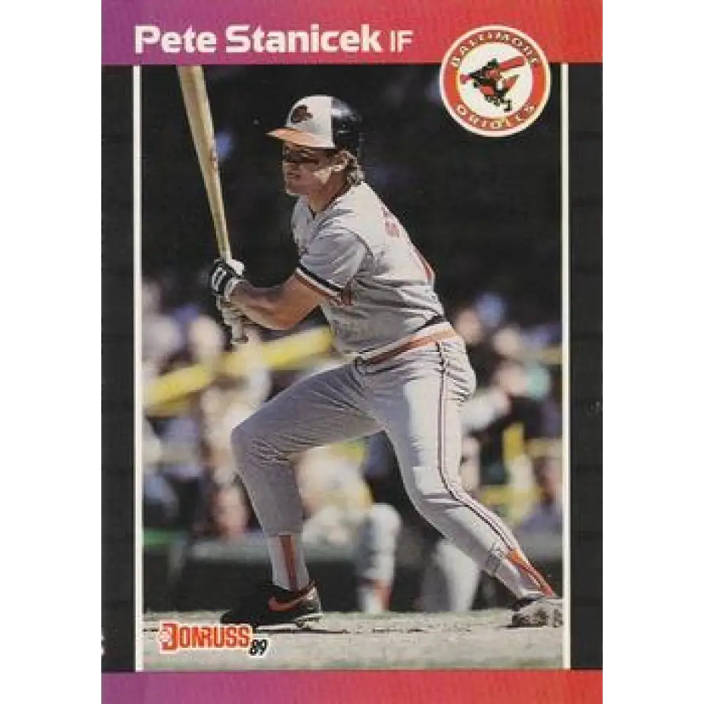 1989 Donruss #169 Pete Stanicek NM-MT Baltimore Orioles Baseball Card Image 1