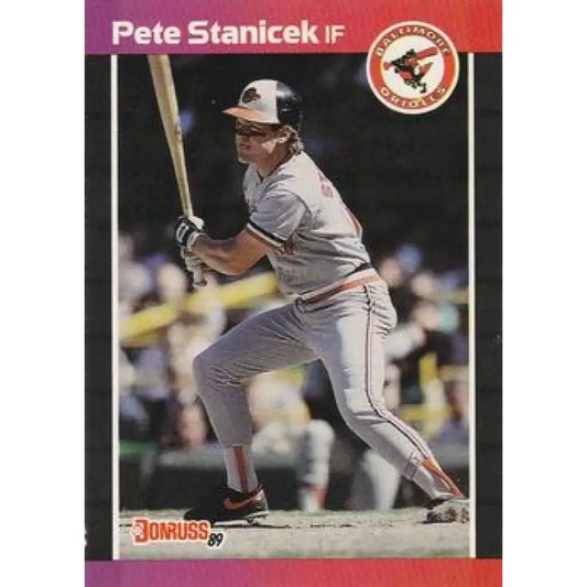1989 Donruss #169 Pete Stanicek NM-MT Baltimore Orioles Baseball Card Image 1