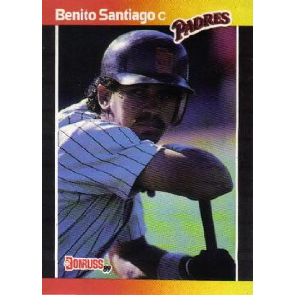 1989 Donruss #205 Benito Santiago NM-MT San Diego Padres Baseball Card Image 1