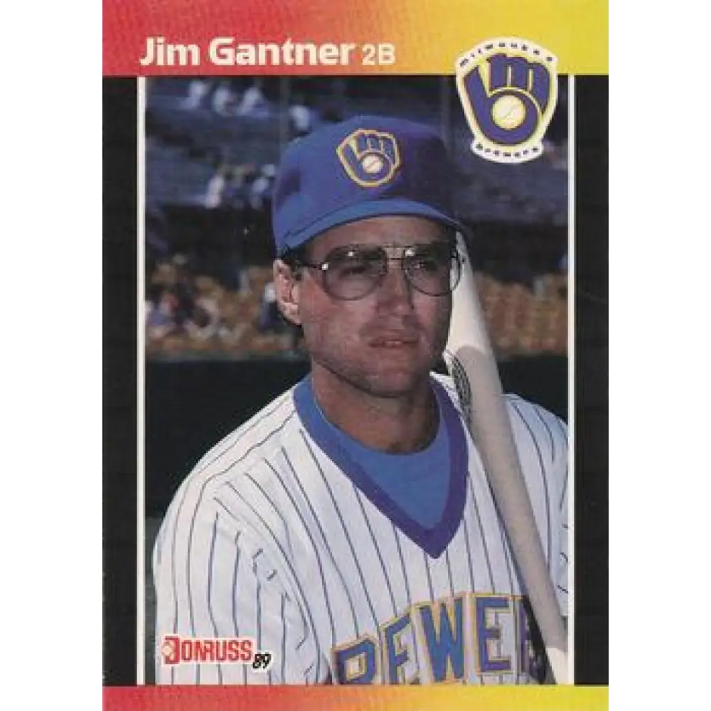1989 Donruss #264 Jim Gantner UER NM-MT Milwaukee Brewers Baseball Card Image 1