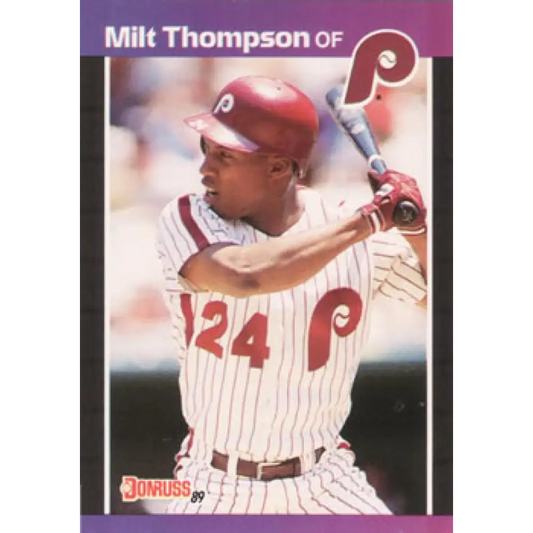 1989 Donruss #313 Milt Thompson NM-MT Philadelphia Phillies Baseball Card Image 1