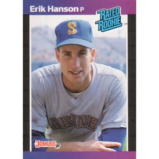 1989 Donruss #32 Erik Hanson / NM-MT RC Rookie Seattle Mariners Baseball Card Image 1