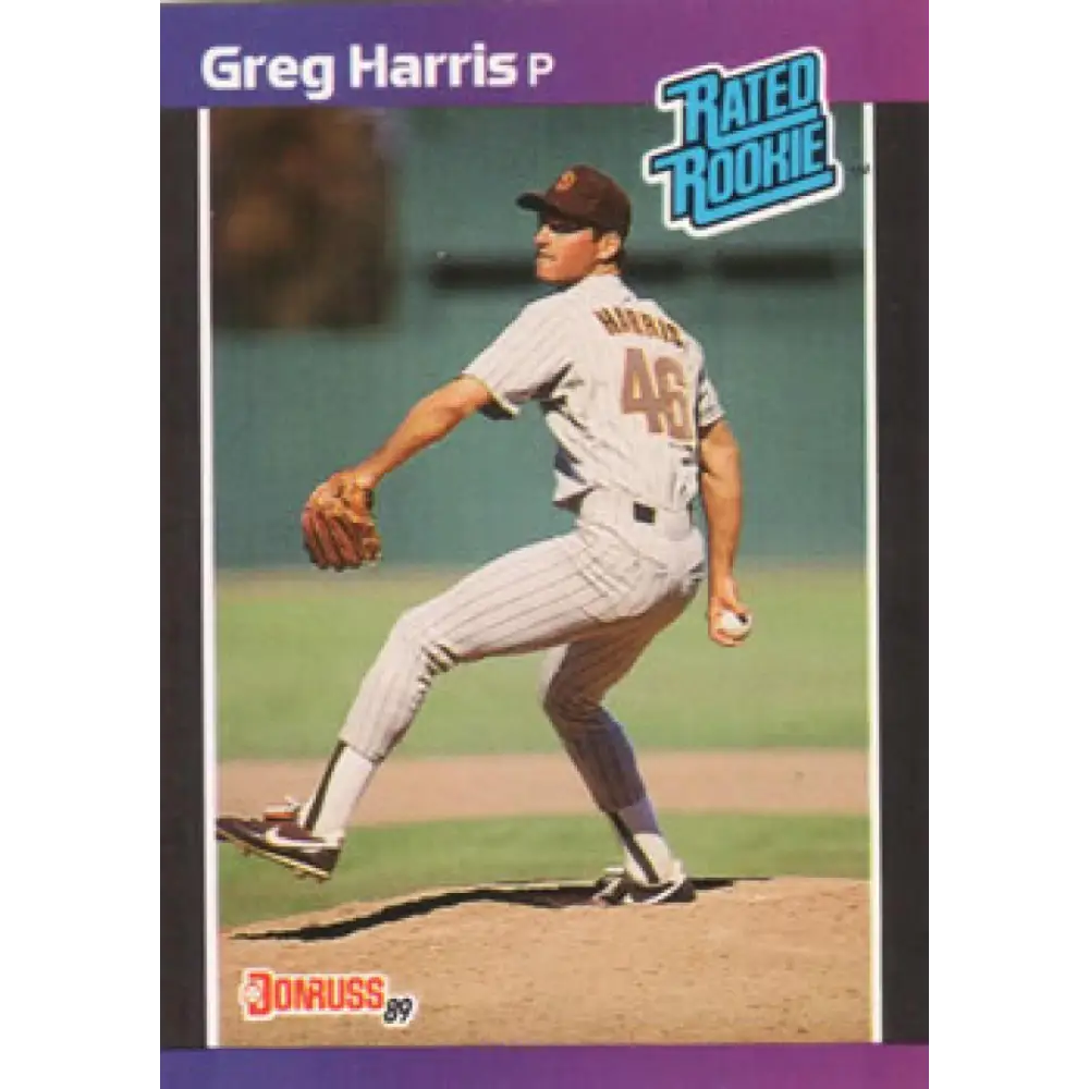 1989 Donruss #34 Greg Harris/ NM-MT RC Rookie San Diego Padres Baseball Card Image 1