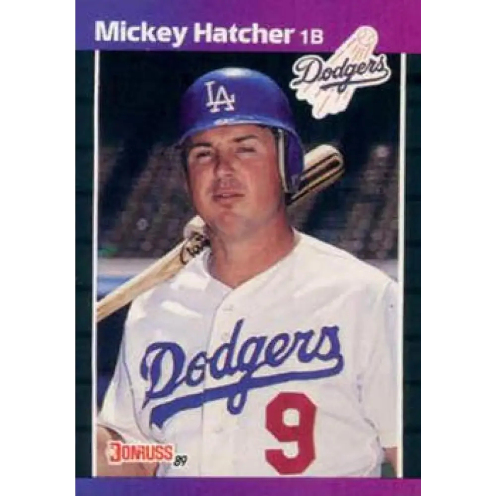 1989 Donruss #346 Mickey Hatcher NM-MT Los Angeles Dodgers Baseball Card Image 1