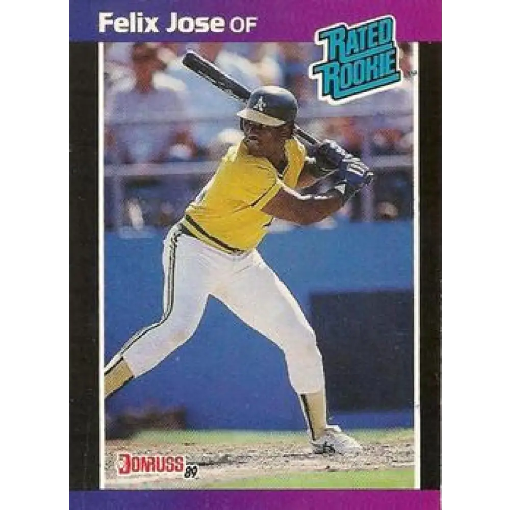 1989 Donruss #38 Felix Jose/ NM-MT RC Rookie Oakland Athletics Baseball Card Image 1