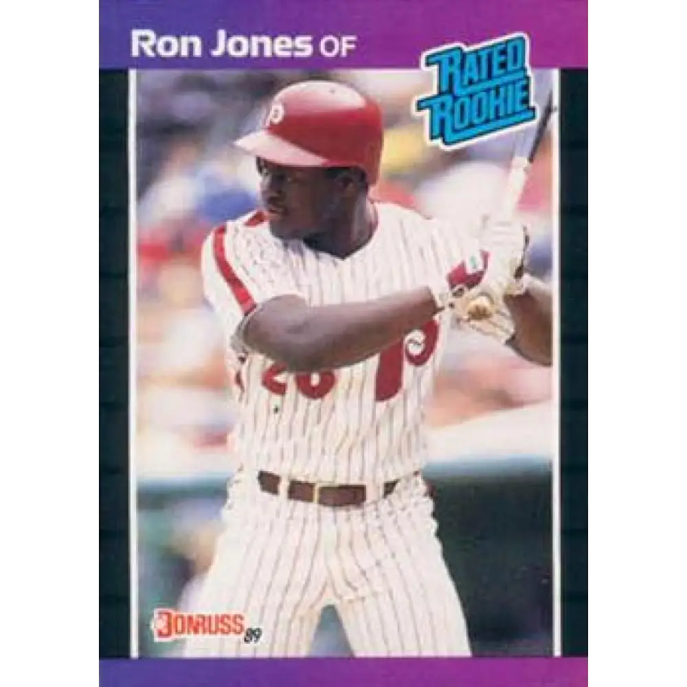 1989 Donruss #40 Ron Jones NM-MT RC Rookie Philadelphia Phillies Baseball Card Image 1