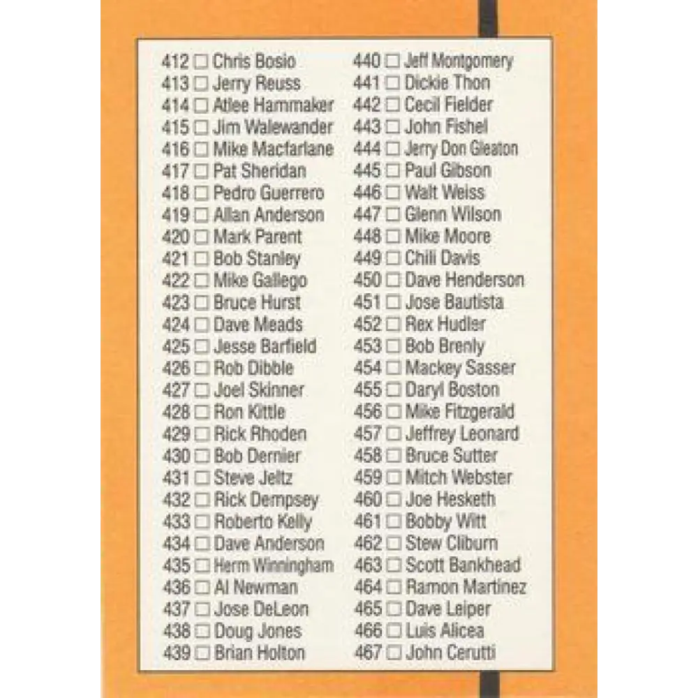 1989 Donruss #400 Checklist 358-467 NM-MT Checklist Baseball Card Image 2