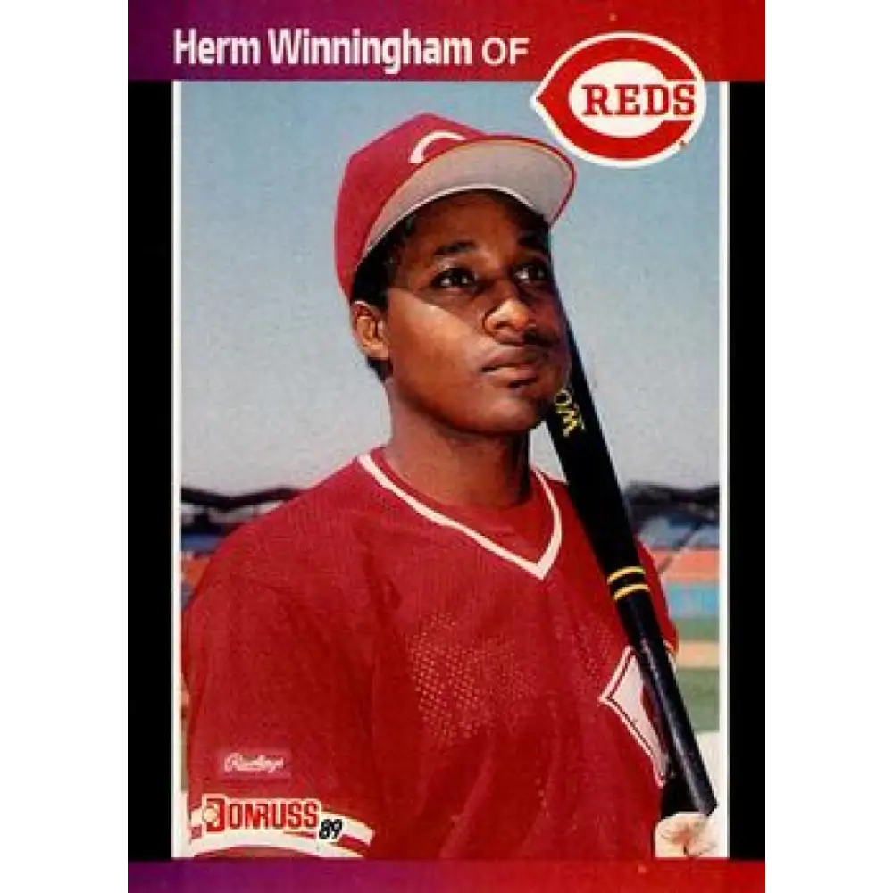 1989 Donruss #435 Herm Winningham NM-MT Cincinnati Reds Baseball Card Image 1