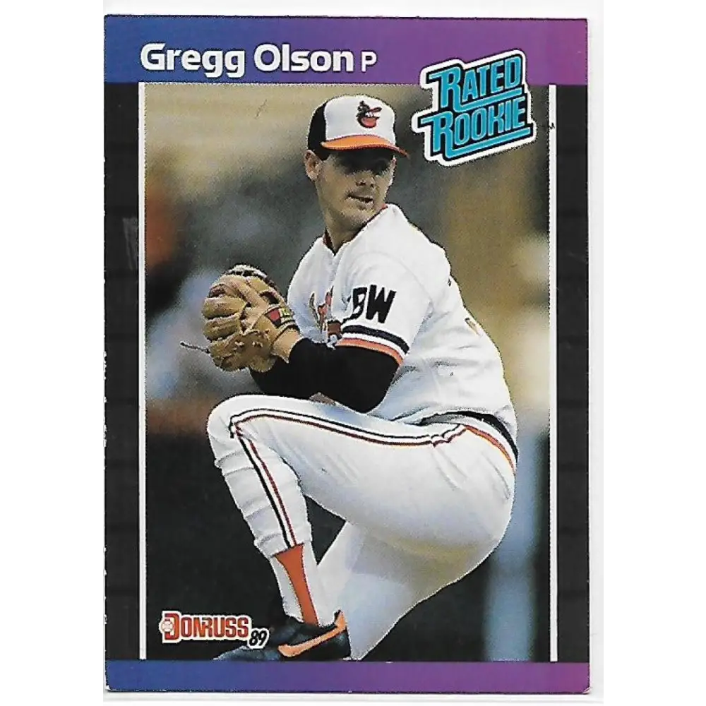 1989 Donruss #46 Gregg Olson/ DP NM-MT RC Rookie Baltimore Orioles Baseball Card Image 1