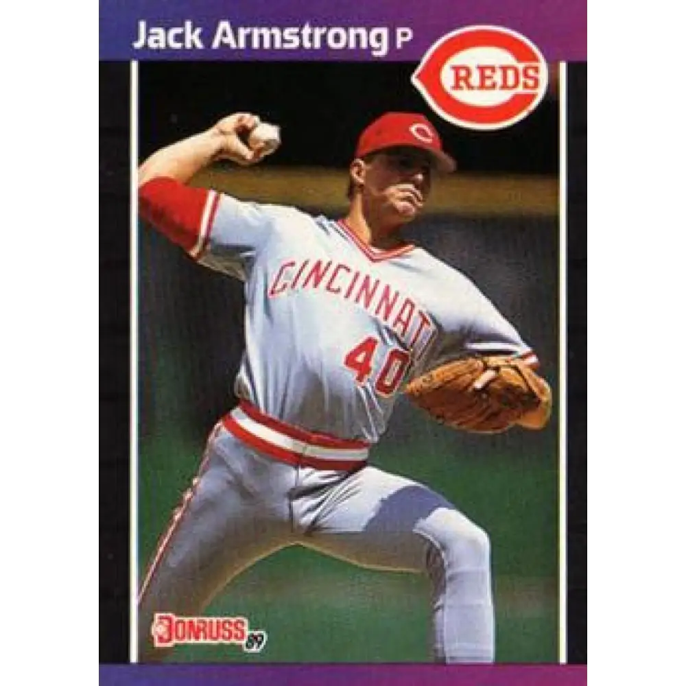 1989 Donruss #493 Jack Armstrong NM-MT RC Rookie Cincinnati Reds Baseball Card Image 1