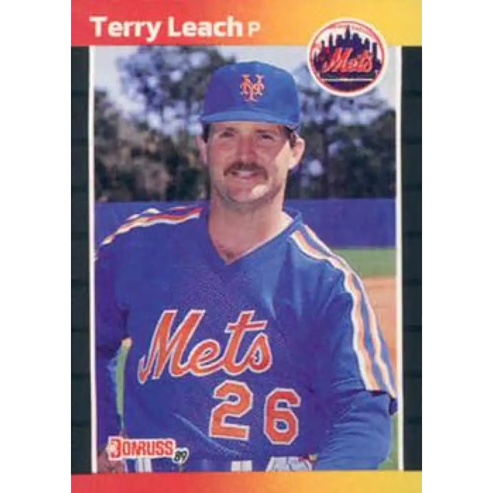 1989 Donruss #502 Terry Leach NM-MT New York Mets Baseball Card Image 1