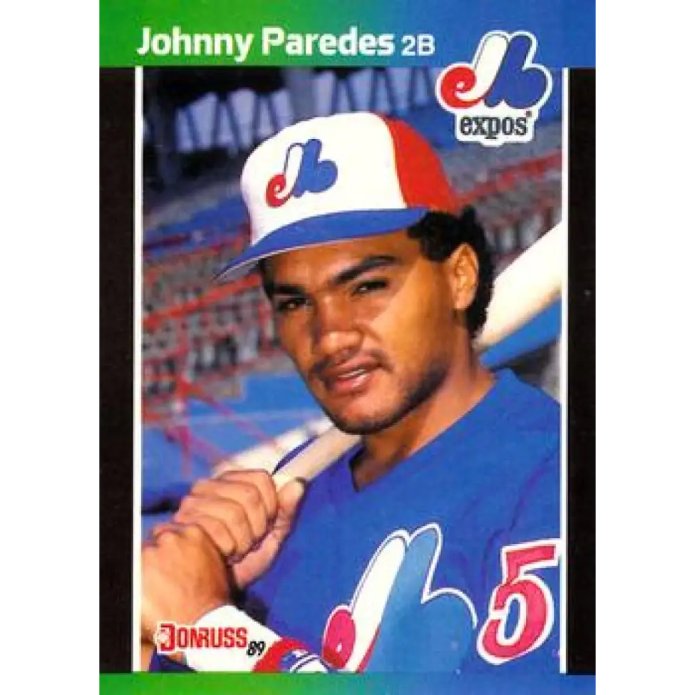 1989 Donruss #570 Johnny Paredes DP NM-MT RC Rookie Montreal Expos Baseball Card Image 1
