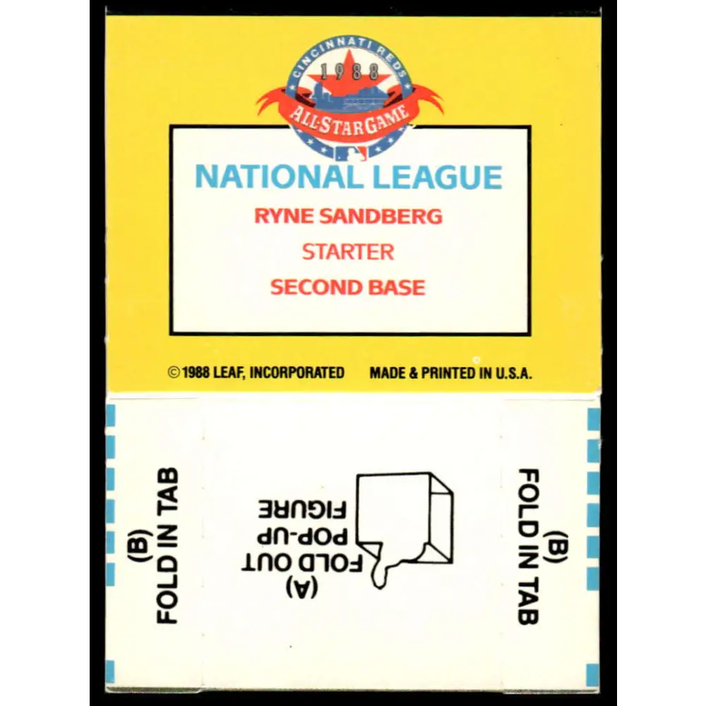 1989 Donruss All-Stars #NNO Ryne Sandberg EX Chicago Cubs Baseball Card Image 2