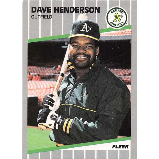 1989 Fleer #10 Dave Henderson EX Excellent Oakland Athletics Baseball Card  Image 1
