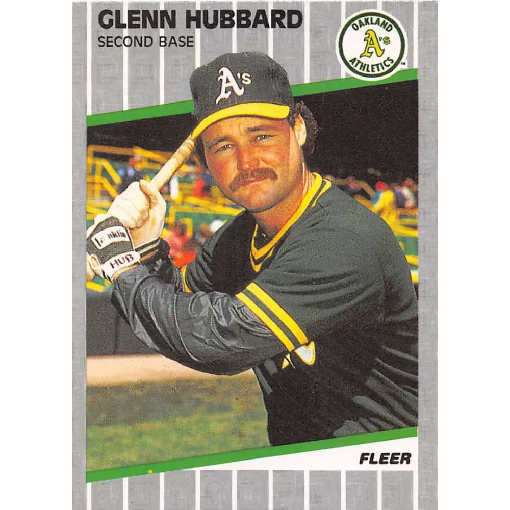 1989 Fleer #12 Glenn Hubbard EX Excellent Oakland Athletics Baseball Card  Image 1