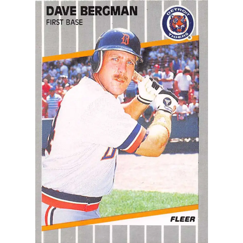 1989 Fleer #129 Dave Bergman EX Excellent Detroit Tigers Baseball Card  Image 1