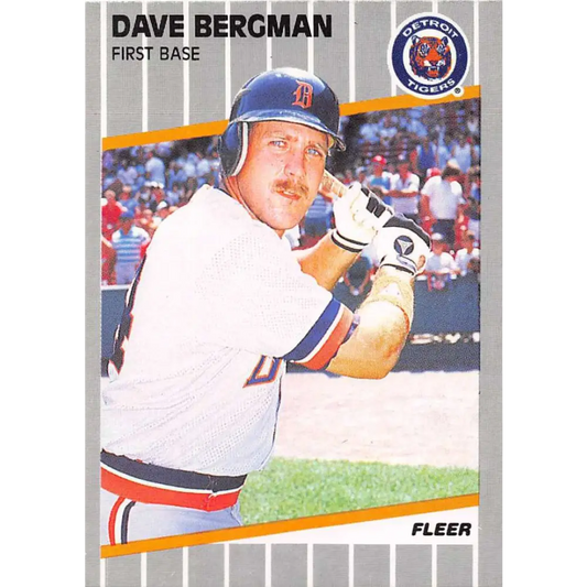 1989 Fleer #129 Dave Bergman EX Excellent Detroit Tigers Baseball Card  Image 1