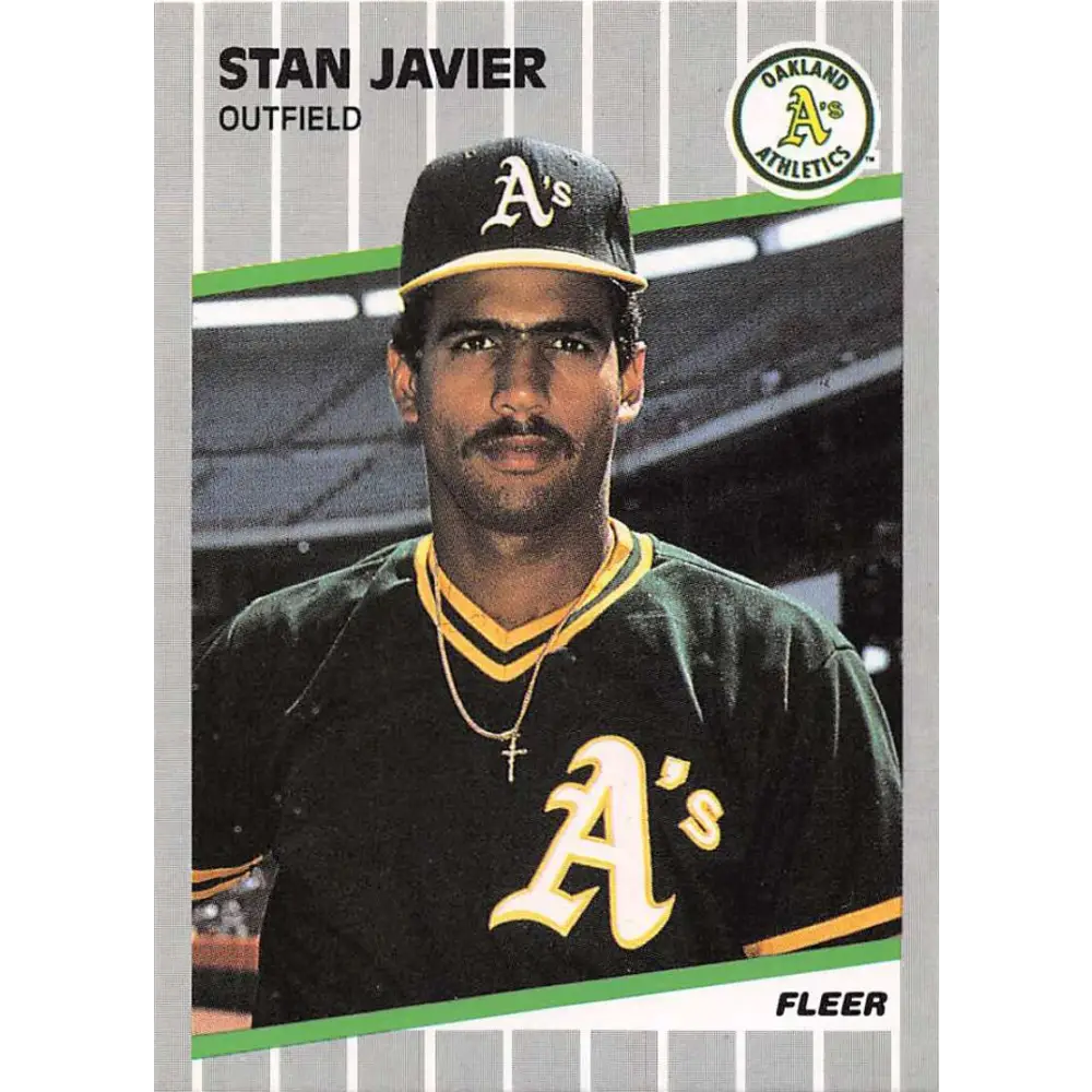 1989 Fleer #13 Stan Javier EX Excellent Oakland Athletics Baseball Card  Image 1