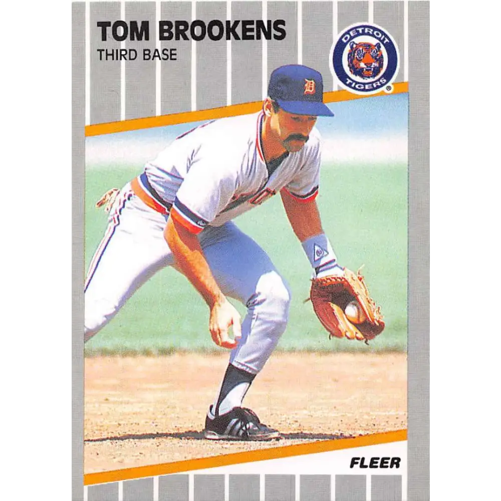 1989 Fleer #130b Tom Brookens EX Excellent Detroit Tigers Baseball Card  Image 1