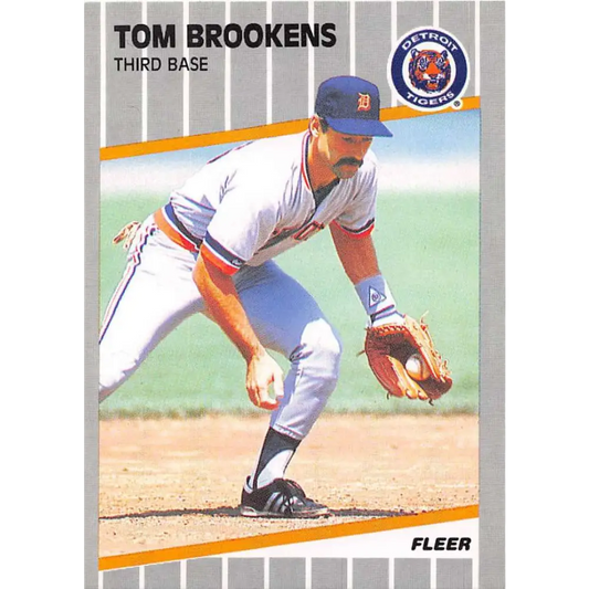 1989 Fleer #130b Tom Brookens EX Excellent Detroit Tigers Baseball Card  Image 1
