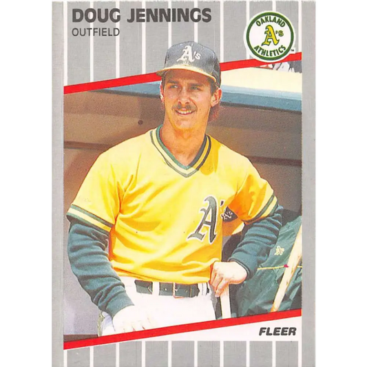 1989 Fleer #14 Doug Jennings EX Excellent RC Rookie Oakland Athletics Baseball Card  Image 1