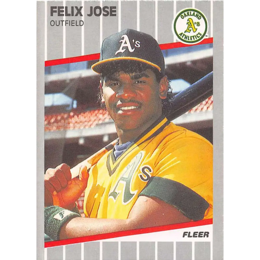 1989 Fleer #15 Felix Jose EX Excellent RC Rookie Oakland Athletics Baseball Card  Image 1