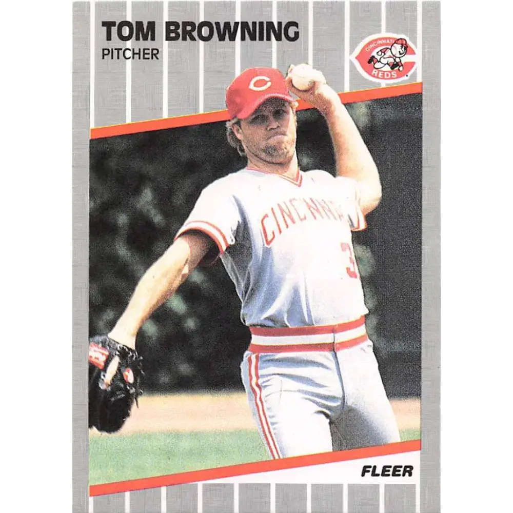 1989 Fleer #153 Tom Browning EX Excellent Cincinnati Reds Baseball Card  Image 1
