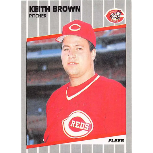 1989 Fleer #154 Keith Brown EX Excellent RC Rookie Cincinnati Reds Baseball Card  Image 1