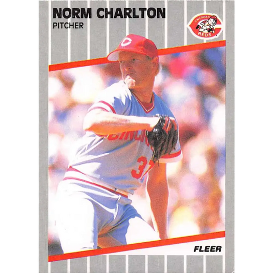 1989 Fleer #155 Norm Charlton EX Excellent RC Rookie Cincinnati Reds Baseball Card  Image 1