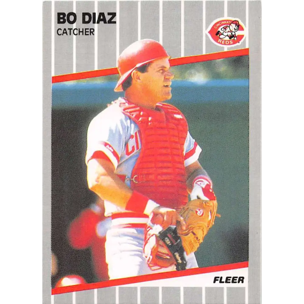 1989 Fleer #159 Bo Diaz EX Excellent Cincinnati Reds Baseball Card  Image 1