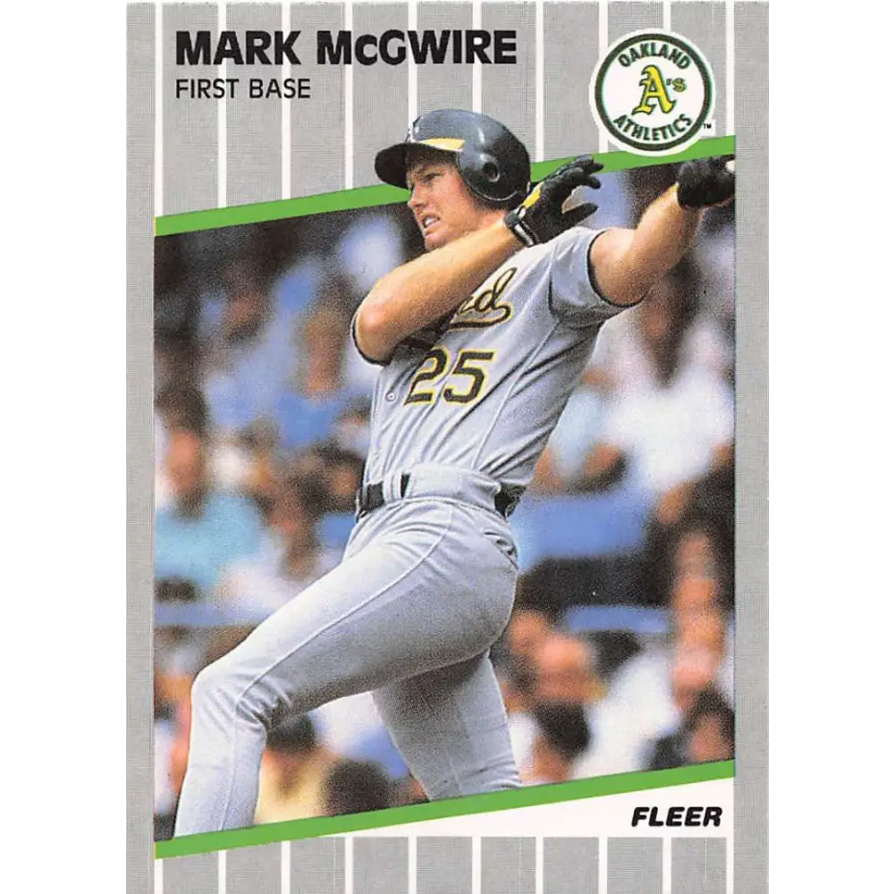 1989 Fleer #17 Mark McGwire EX Excellent Oakland Athletics Baseball Card  Image 1
