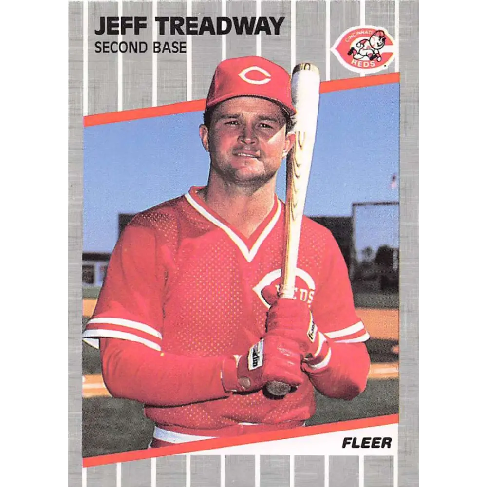 1989 Fleer #173b Jeff Treadway EX Excellent Cincinnati Reds Baseball Card  Image 1