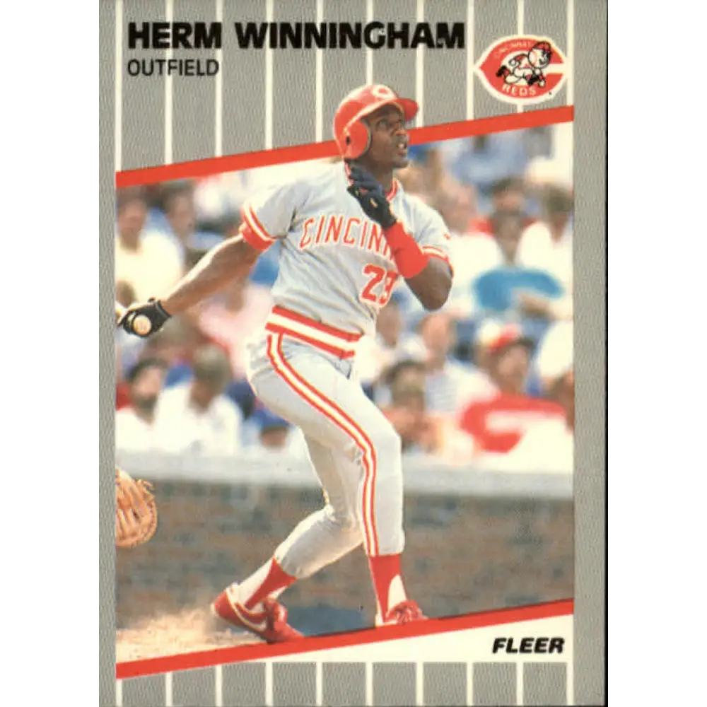 1989 Fleer #175 Herm Winningham EX Excellent Cincinnati Reds Baseball Card  Image 1