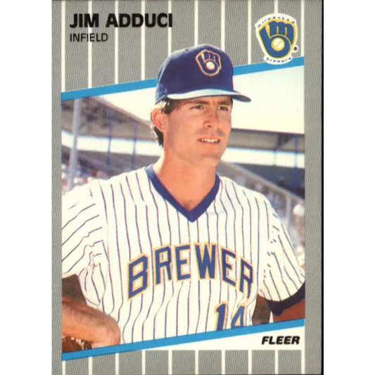 1989 Fleer #176 Jim Adduci EX Excellent Milwaukee Brewers Baseball Card  Image 1