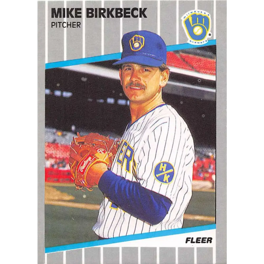 1989 Fleer #178 Mike Birkbeck EX Excellent Milwaukee Brewers Baseball Card  Image 1