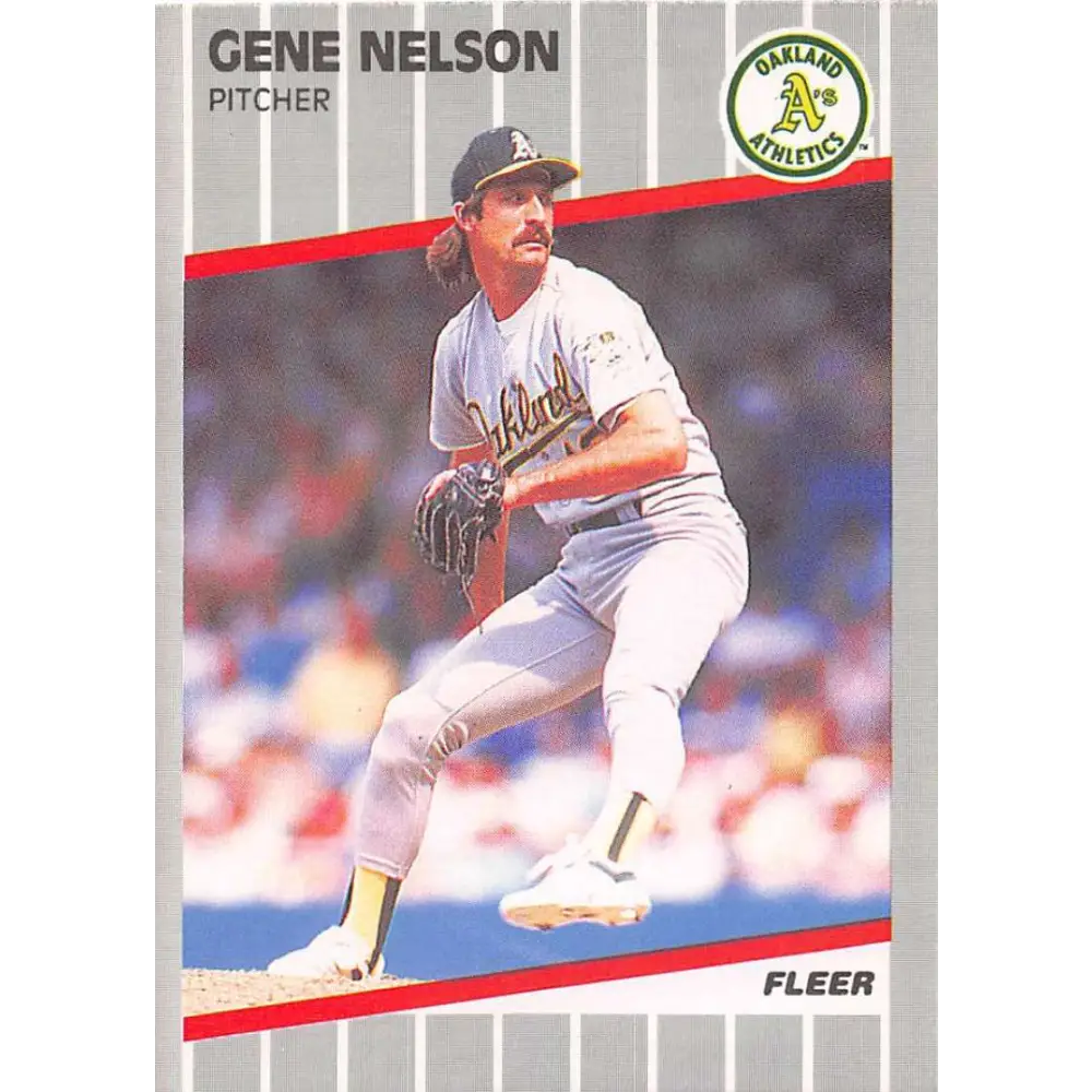 1989 Fleer #18 Gene Nelson EX Excellent Oakland Athletics Baseball Card  Image 1