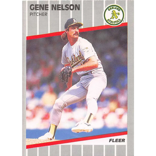 1989 Fleer #18 Gene Nelson EX Excellent Oakland Athletics Baseball Card  Image 1