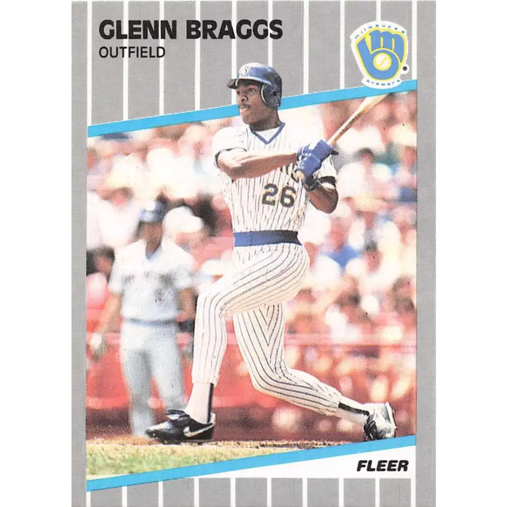 1989 Fleer #180 Glenn Braggs EX Excellent Milwaukee Brewers Baseball Card  Image 1