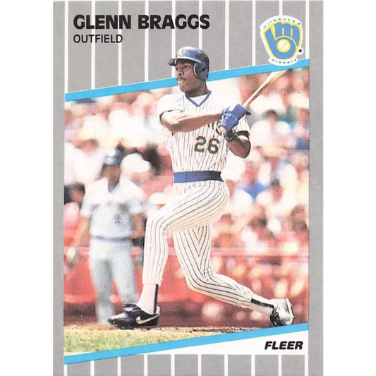 1989 Fleer #180 Glenn Braggs EX Excellent Milwaukee Brewers Baseball Card  Image 1