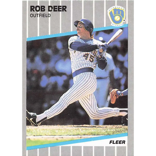 1989 Fleer #184 Rob Deer EX Excellent Milwaukee Brewers Baseball Card  Image 1