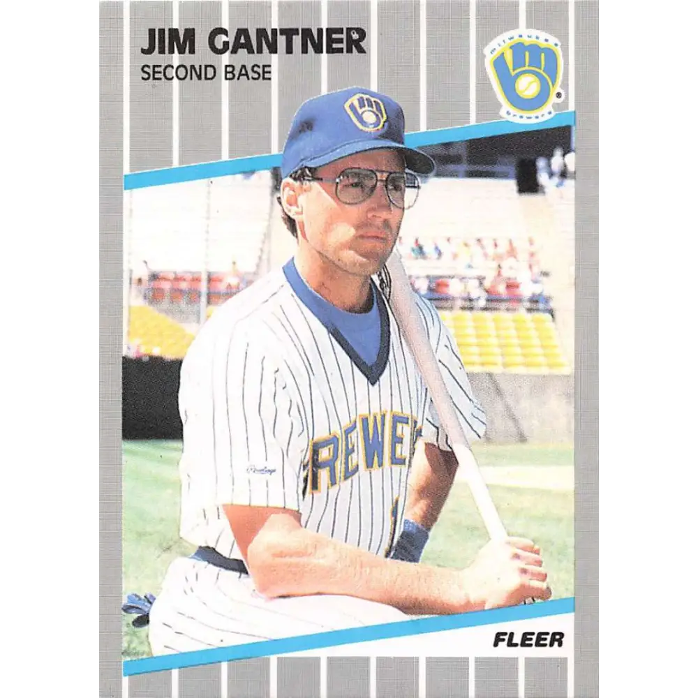 1989 Fleer #186 Jim Gantner EX Excellent Milwaukee Brewers Baseball Card  Image 1