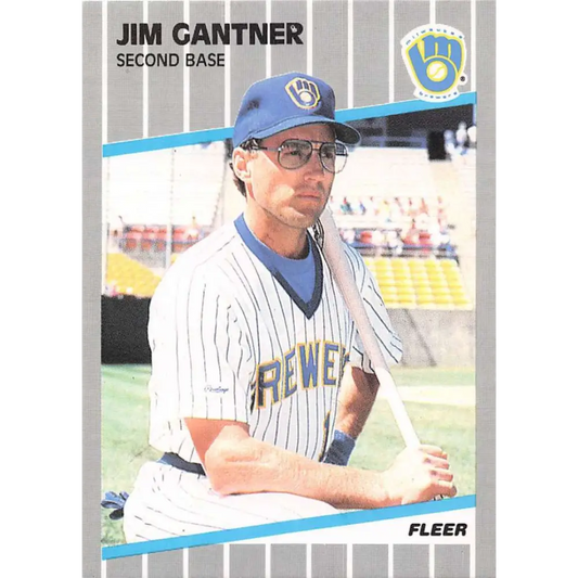 1989 Fleer #186 Jim Gantner EX Excellent Milwaukee Brewers Baseball Card  Image 1