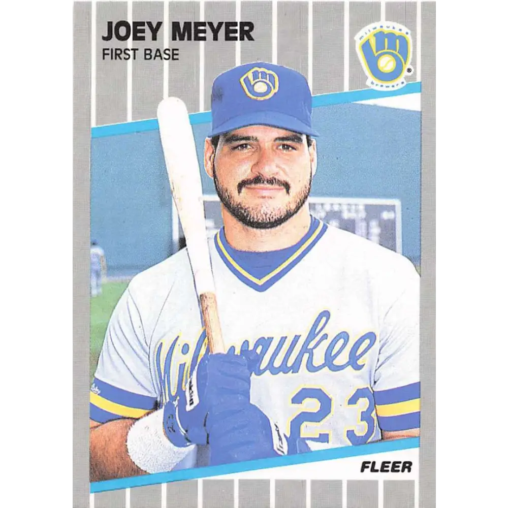 1989 Fleer #191 Joey Meyer EX Excellent Milwaukee Brewers Baseball Card  Image 1