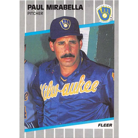 1989 Fleer #192 Paul Mirabella EX Excellent Milwaukee Brewers Baseball Card  Image 1