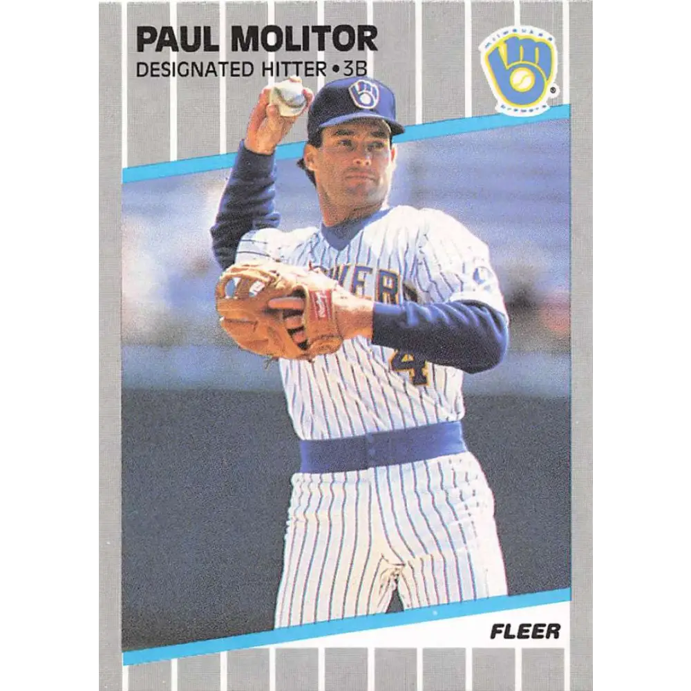 1989 Fleer #193 Paul Molitor EX Excellent Milwaukee Brewers Baseball Card  Image 1