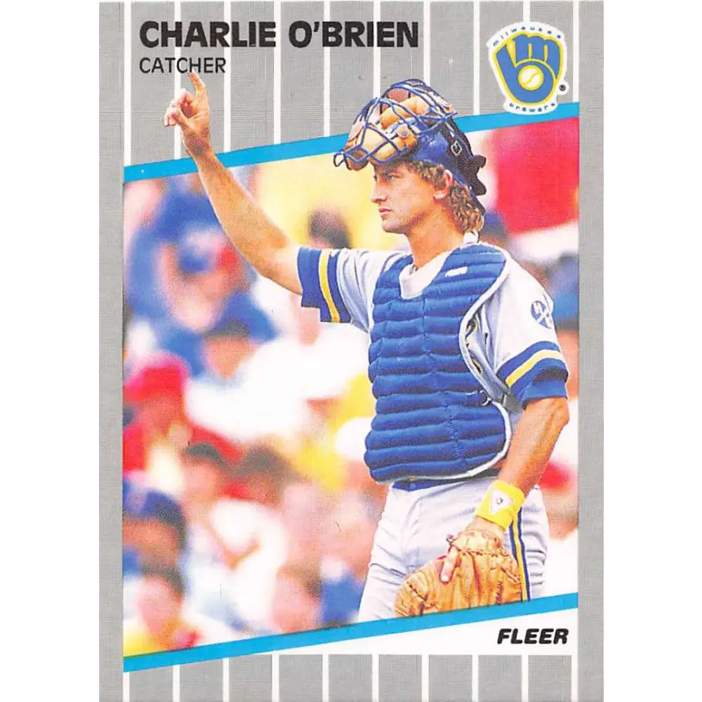 1989 Fleer #194 Charlie O'Brien EX Excellent Milwaukee Brewers Baseball Card  Image 1