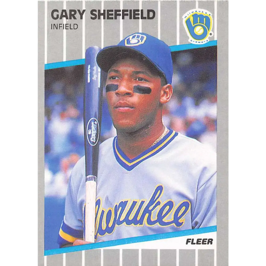 1989 Fleer #196 Gary Sheffield EX Excellent RC Rookie Milwaukee Brewers Baseball Card  Image 1